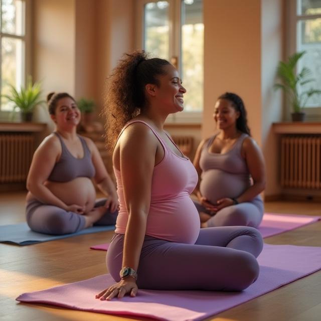 Група жінок на занятті з йоги для вагітних